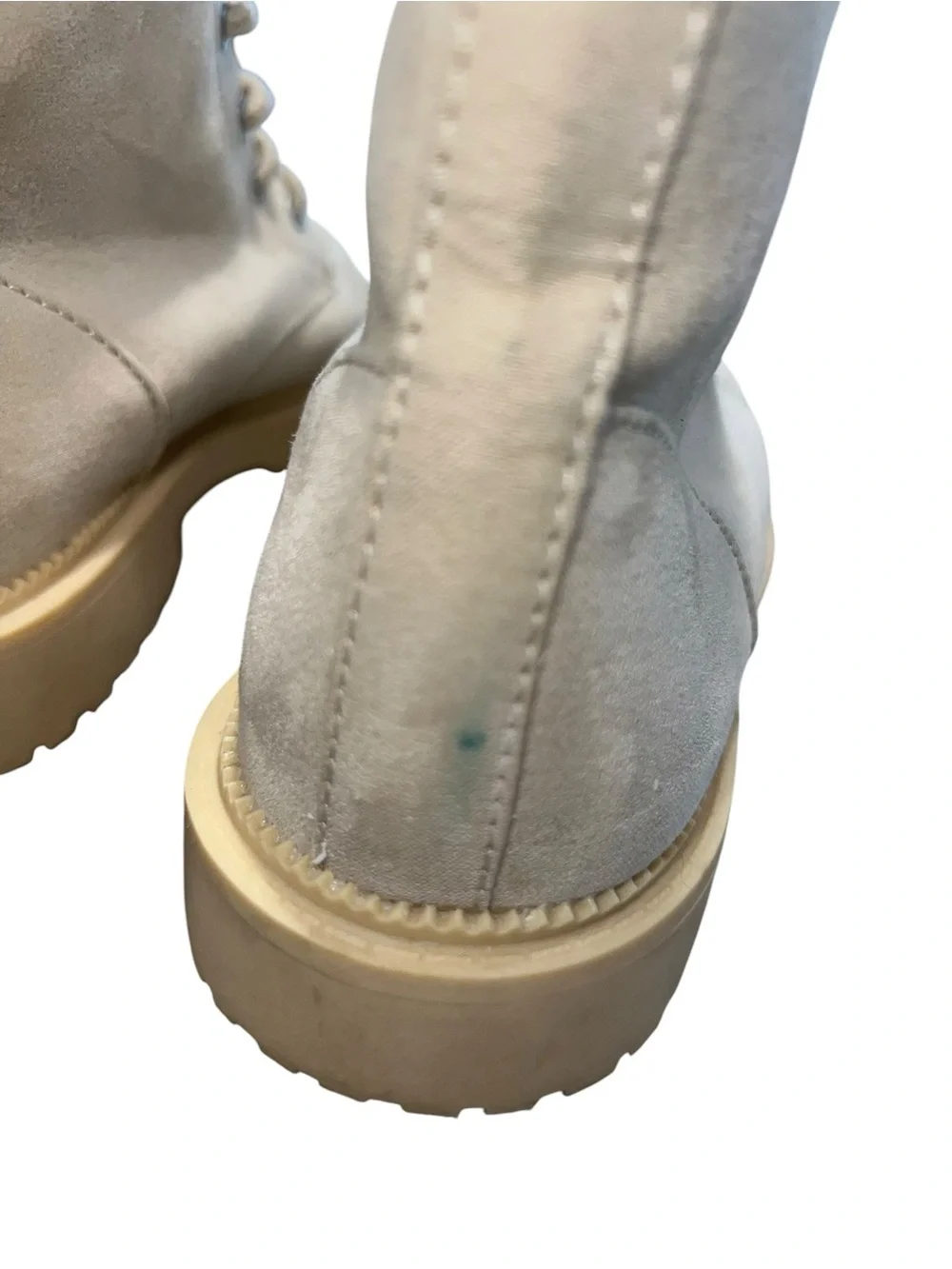 Cat & Jack Quinoa Canvas Combat Boots Kids Size 2 Cream Lace-Up Ankle Boots